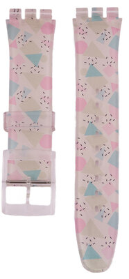 Correa de mujer de plástico blanco con motivo de color C15 para Swatch 19mm