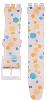 Correa de plástico blanca de señora con motivo de color C17 para relojes Swatch de 19 mm