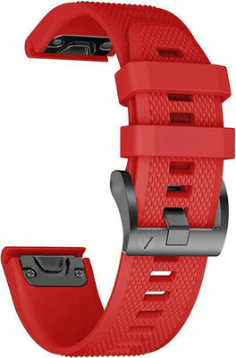 Correa QuickFit 22 mm, silicona, roja, hebilla negra (Garmin Fenix 7/6/5, Epix 2, etc.)