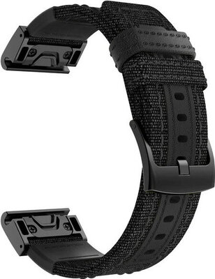 Correa de nailon Ricardo 22mm (para Garmin Fenix 7/6/5, Epix 2, MARQ etc.), negra, QuickFit