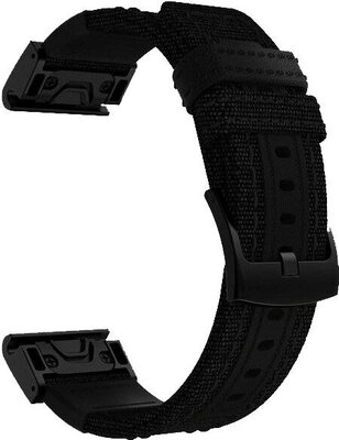 Correa QuickFit 26 mm, de nailon, negra, hebilla negra (Garmin Fenix 7X/6X/5X, Tactix, etc.)