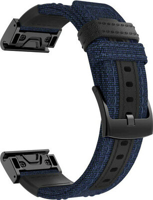 Correa QuickFit 26mm, nylon, azul, hebilla negra (Garmin Fenix 7X/6X/5X, Tactix, etc.)