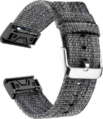 Correa QuickFit 26 mm, de nailon, negra, hebilla de acero (Garmin Fenix 7X/6X/5X, Tactix, etc.)