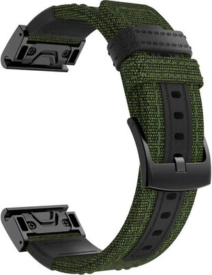 Correa QuickFit 26mm, nylon, verde, hebilla negra (Garmin Fenix 7X/6X/5X, Tactix, etc.)