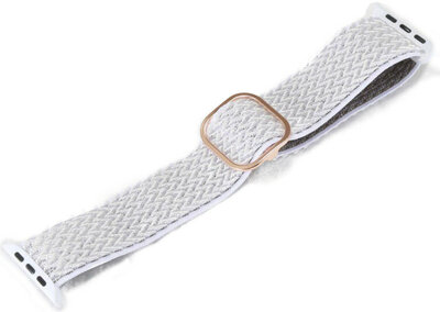 Correa para reloj Apple Watch, de nailon, blanca, hebilla de oro rosa (estuches 38/40/41 mm)