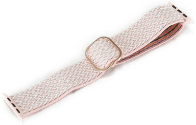 Correa para reloj Apple Watch, de nailon, rosa, hebilla de oro rosa (estuches 42/44/45mm)