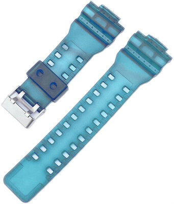Correa para Casio G-Shock, plástico, azul, hebilla plateada (para los modelos GA-100, GA-110, GD-120, GLS-100)