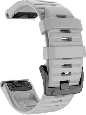 Correa QuickFit 22mm, silicona, gris, hebilla negra (Garmin Fenix 7/6/5, Epix 2, MARQ, etc.)