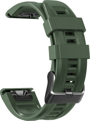 Correa QuickFit 26 mm, silicona, verde oscuro, hebilla negra (Garmin Fenix 7X/6X/5X, Tactix, etc.)