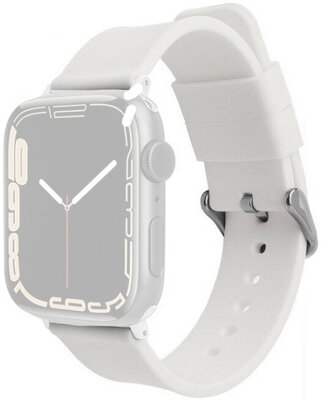 Correa para reloj Apple Watch, silicona, blanca, hebilla plateada (cajas de 38/40/41 mm)