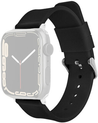 Correa para reloj Apple Watch, silicona, negra, hebilla plateada (cajas de 38/40/41 mm)