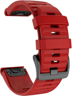 Correa QuickFit 22mm, silicona, rojo oscuro, hebilla negra (Garmin Fenix 7/6/5, Epix 2, MARQ, etc.)
