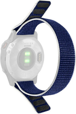 Correa de rosca 20mm, nylon, azul con franja blanca y marrón (Garmin Fenix 7S/6S/5S etc.)