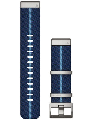 Correa de nailon Garmin 22mm (para Garmin Fenix 8/7/6 (47mm), Epix 2 etc.), azul V2, QuickFit, 010-13225-10