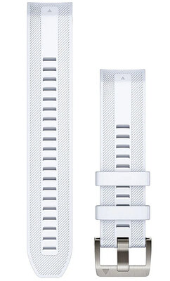 Correa Garmin Quickfit 22 mm, silicona, blanca, hebilla plateada (MARQ 2)