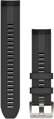 Correa Garmin Quickfit 22 mm, silicona, negra, hebilla plateada (MARQ)