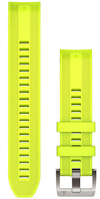 Correa Garmin Quickfit 22 mm, silicona, amarillo neón, hebilla plateada (MARQ 2)