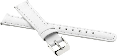 Correa de piel para niños 14 mm, blanca, hebilla plateada