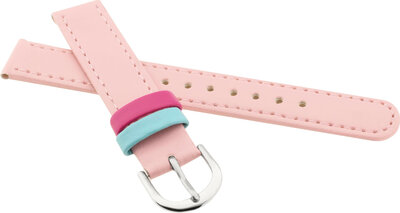 Correa de piel para niños 14 mm, rosa claro, hebilla plateada