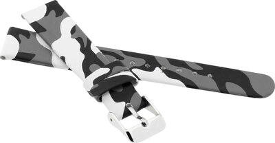 Correa de cuero para niños de 16 mm, moteada (blanco/negro), hebilla plateada
