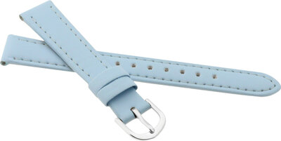 Correa de piel para niños 16 mm, azul claro, hebilla plateada