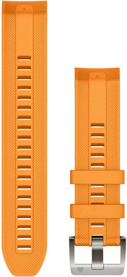 Correa Garmin Quickfit 22 mm, silicona, naranja, hebilla plateada (MARQ)