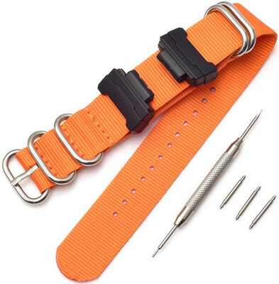 Correa para Casio G-Shock, textil, naranja, hebilla plateada (para los modelos GA-100/110/120, DW-5600, GD-100)