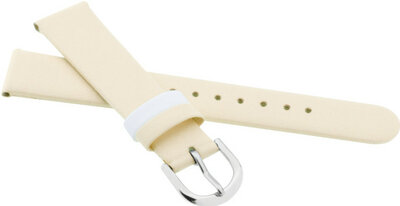 Correa de cuero para niños 16 mm, beige, hebilla plateada