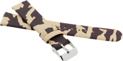 Correa de cuero para niños de 16 mm, moteada (beige/marrón), hebilla plateada