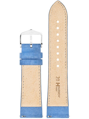 Correa de cuero Hirsch Osiris Nubuk M 03433183-2, azul, piel de becerro, longitud M, Quick Release