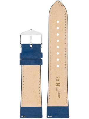 Correa de cuero Hirsch Osiris Nubuk M 03433180-2, azul, piel de becerro, longitud M, Quick Release