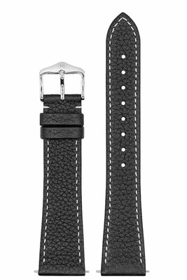 correa de cuero Hirsch Bologna L 01802050-2, negro, piel de ternera, longitud L, Quick Release