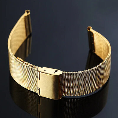 brazalete de acero inoxidable Ricardo Barletta, dorado, malla milanesa