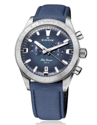 Edox SkyDiver Chronograph Quartz 10116-3-buidn Limited Edition 1000pcs ( + correa de repuesto )