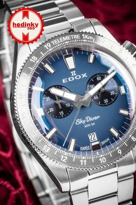 Edox SkyDiver Chronograph Quartz 10116-3-buidn Limited Edition 1000pcs ( + correa de repuesto )