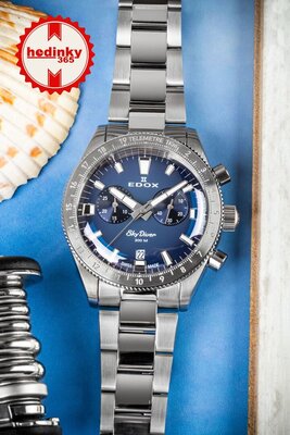 Edox SkyDiver Chronograph Quartz 10116-3-buidn Limited Edition 1000pcs ( + correa de repuesto )