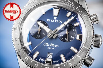 Edox SkyDiver Chronograph Quartz 10116-3-buidn Limited Edition 1000pcs ( + correa de repuesto )