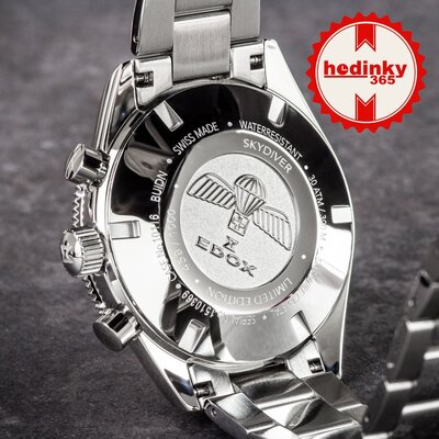 Edox SkyDiver Chronograph Quartz 10116-3-buidn Limited Edition 1000pcs ( + correa de repuesto )
