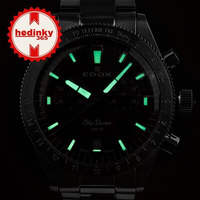 Edox SkyDiver Chronograph Quartz 10116-3-buidn Limited Edition 1000pcs ( + correa de repuesto )
