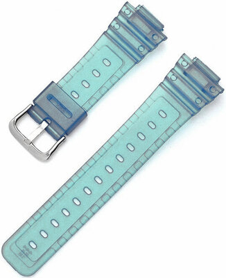 Correa para Casio G-Shock, plástico, azul, hebilla plateada (para los modelos GA-2100/GA-2110, DW-5600, GW-6900)