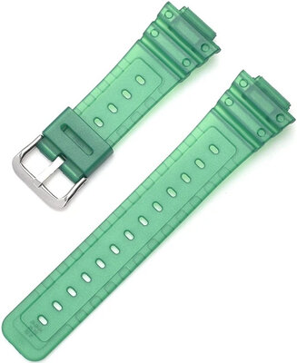 Correa para Casio G-Shock, plástico, verde, hebilla plateada (para los modelos GA-2100/GA-2110, DW-5600, GW-6900)