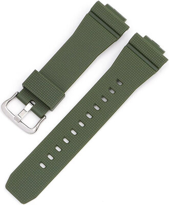 Correa para Casio G-Shock, silicona, verde, hebilla plateada (para los modelos GA-2100/GA-2110, DW-5600, GW-6900)