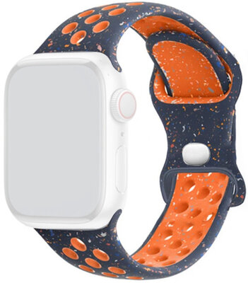Correa para reloj Apple Watch 42/44/45mm, silicona deportiva, azul-naranja
