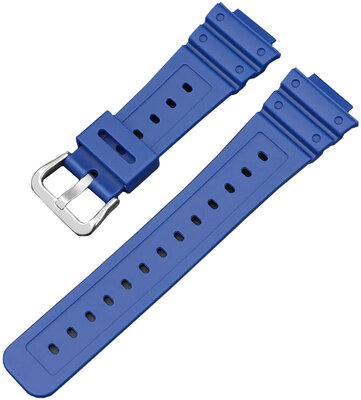 Correa para Casio, silicona, azul, hebilla plateada (GA2100,DW6900)