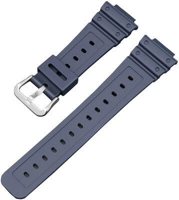 Correa para Casio, silicona, azul oscuro, hebilla plateada (GA2100,DW6900)