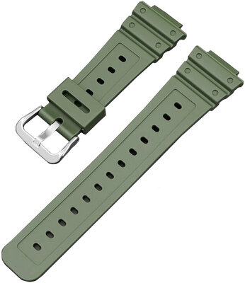 Correa para Casio, silicona, verde, hebilla plateada (GA2100,DW6900)