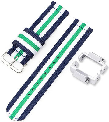 Correa para Casio G-Shock, NATO, textil, azul-blanco-verde, hebilla plateada (GA-2100/GA-2110, DW-5600, GW-6900) con adaptador