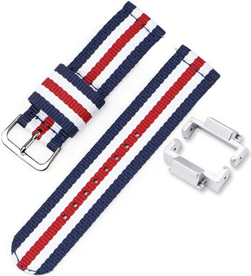 Correa para Casio G-Shock, NATO, textil, rojo-azul-blanco, hebilla plateada (GA-2100/GA-2110, DW-5600, GW-6900) con adaptador
