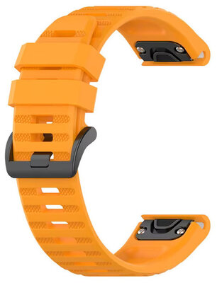 Correa QuickFit 26mm, silicona, naranja, hebilla oscura, extremo ovalado (Garmin Fenix 7X/6X/5X, Tactix, etc.)