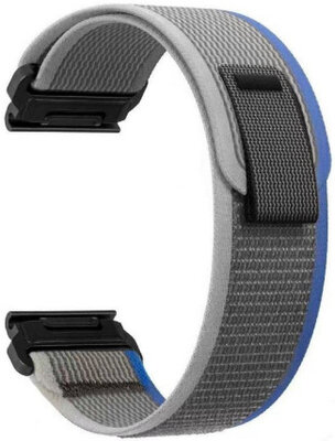 Correa QuickFit 22mm, nylon, azul-gris, velcro (Garmin Fenix 7/6/5, Epix 2, MARQ 2, etc.)